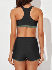 Womens Athletic 3 Piece Tankini Swimsuits with Shorts Swim Tank Tops