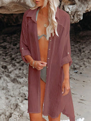 Emo - Black Solid Color Tie Sun-proof Belt Sexy V Neck Cover Up
