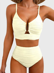 Emo - 2026 Summer Two Piece Bikini Set U-Wire Cutout High Waisted Swimsuit-Black