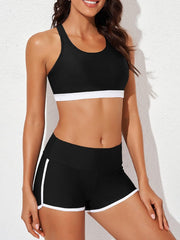 Womens Athletic 3 Piece Tankini Swimsuits with Shorts Swim Tank Tops