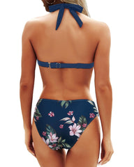 Emo - Women Two Piece Bathing Suits Push Up Bikini Set Halter Swimsuit Vintage Swimwear