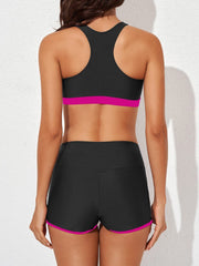 Womens Athletic 3 Piece Tankini Swimsuits with Shorts Swim Tank Tops