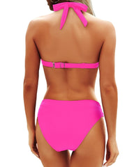 Emo - Women Two Piece Bathing Suits Push Up Bikini Set Halter Swimsuit Vintage Swimwear