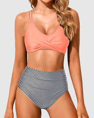 Emo - Women High Waisted Bikini Set Two Piece Swimsuits Push up Wrap Swim Suits Top Tummy Control Bathing Suit