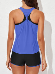 Womens Athletic 3 Piece Tankini Swimsuits with Shorts Swim Tank Tops
