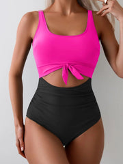 Emo - Women's One Piece Swimsuit Tummy Control Slimming Bathing Suit Cutout Tie Knot Swimwear