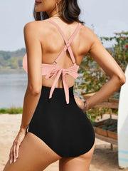 Emo - Women's One Piece Swimsuits Tummy Control Cutout High Waisted Bathing Suit Wrap Tie Back