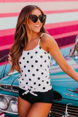 Emo - Polka Dot Tie Front Blouson Tankini Set