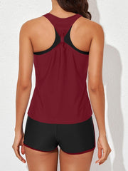 Womens Athletic 3 Piece Tankini Swimsuits with Shorts Swim Tank Tops