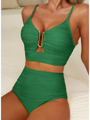 Emo - 2026 Summer Two Piece Bikini Set U-Wire Cutout High Waisted Swimsuit-Black