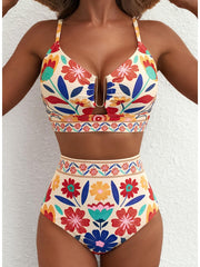 Emo - 2026 Summer Two Piece Bikini Set U-Wire Cutout High Waisted Swimsuit-Black