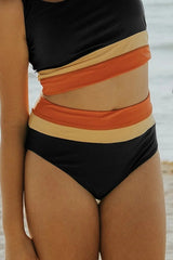 Emo - Sky Blue Colorblock Cut Back Bikini Set