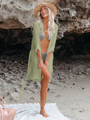 Emo - Black Solid Color Tie Sun-proof Belt Sexy V Neck Cover Up