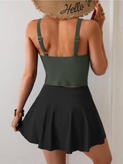 Emo - Tankini Swimsuit for Women Tummy Control Two Piece Bathing Suit High Waisted Tank Top with Swim Skirt