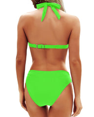 Emo - Women Two Piece Bathing Suits Push Up Bikini Set Halter Swimsuit Vintage Swimwear