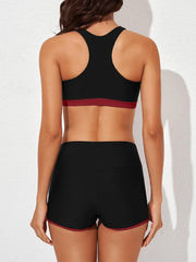 Womens Athletic 3 Piece Tankini Swimsuits with Shorts Swim Tank Tops