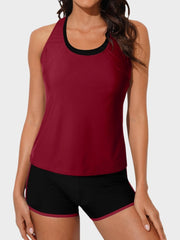 Womens Athletic 3 Piece Tankini Swimsuits with Shorts Swim Tank Tops