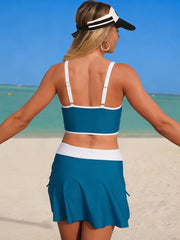 Emo - Women's High Waisted Bikini Sets Tummy Control Swim Skirt Two Piece Swim Suit