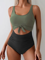 Emo - Women's One Piece Swimsuit Tummy Control Slimming Bathing Suit Cutout Tie Knot Swimwear