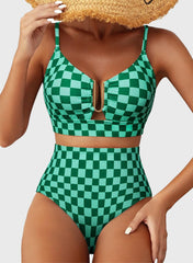 Emo - 2026 Summer Two Piece Bikini Set U-Wire Cutout High Waisted Swimsuit-Black
