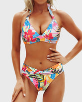 Emo - Women Two Piece Bathing Suits Push Up Bikini Set Halter Swimsuit Vintage Swimwear