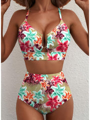 Emo - 2026 Summer Two Piece Bikini Set U-Wire Cutout High Waisted Swimsuit-Black