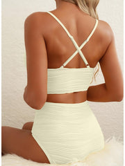 Emo - 2026 Summer Two Piece Bikini Set U-Wire Cutout High Waisted Swimsuit-Black