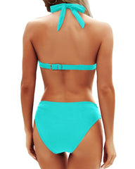 Emo - Women Two Piece Bathing Suits Push Up Bikini Set Halter Swimsuit Vintage Swimwear