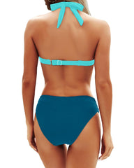 Emo - Women Two Piece Bathing Suits Push Up Bikini Set Halter Swimsuit Vintage Swimwear