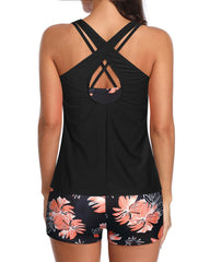 Emo - 3 Piece Tankini Swimsuits for Women Tummy Control Bathing Suits