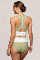 Emo - Sky Blue Colorblock Cut Back Bikini Set