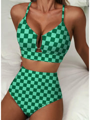 Emo - 2026 Summer Two Piece Bikini Set U-Wire Cutout High Waisted Swimsuit-Black