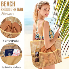 Emo - Women's Swimming Beach Bag Portable One Shoulder Storage Bag Crossbody Bag Versatile Mesh Bag