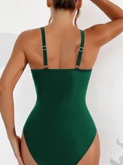Emo - Women Plus Size One Piece Swimsuit V Neck Mesh Sheer Tummy Control Bathing Suit
