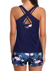 Emo - 3 Piece Tankini Swimsuits for Women Tummy Control Bathing Suits