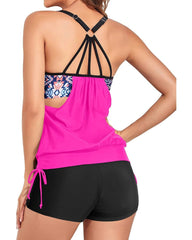 Emo - Tankini Swimsuits for Women Two Piece Tummy Control Bathing Suit with Shorts