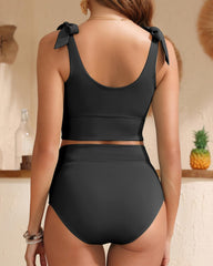 Emo - Two Piece High Waisted Swimsuits Women Tummy Control Bikini Modest Bathing Suit