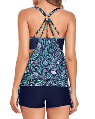 Emo - Tankini Swimsuits for Women Two Piece Tummy Control Bathing Suit with Shorts