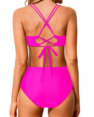 Emo - Women High Waisted Bikini Set Two Piece Swimsuits Push up Wrap Swim Suits Top Tummy Control Bathing Suit