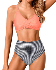Emo - Women High Waisted Bikini Set Two Piece Swimsuits Push up Wrap Swim Suits Top Tummy Control Bathing Suit