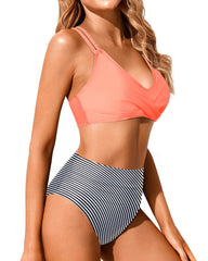Emo - Women High Waisted Bikini Set Two Piece Swimsuits Push up Wrap Swim Suits Top Tummy Control Bathing Suit