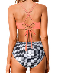 Emo - Women High Waisted Bikini Set Two Piece Swimsuits Push up Wrap Swim Suits Top Tummy Control Bathing Suit