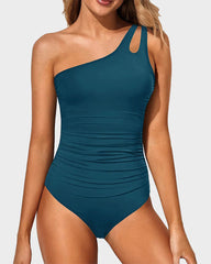 Emo - One Shoulder One Piece Swimsuit for Women Tummy Control Bathing Suits