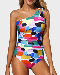 Emo - One Shoulder One Piece Swimsuit for Women Tummy Control Bathing Suits