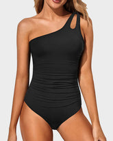 Emo - One Shoulder One Piece Swimsuit for Women Tummy Control Bathing Suits