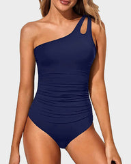 Emo - One Shoulder One Piece Swimsuit for Women Tummy Control Bathing Suits