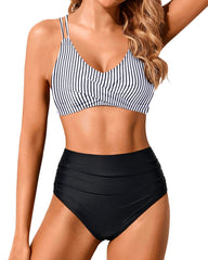 Emo - Women High Waisted Bikini Set Two Piece Swimsuits Push up Wrap Swim Suits Top Tummy Control Bathing Suit