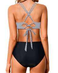 Emo - Women High Waisted Bikini Set Two Piece Swimsuits Push up Wrap Swim Suits Top Tummy Control Bathing Suit