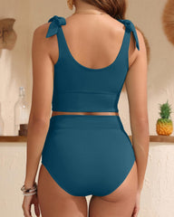 Emo - Two Piece High Waisted Swimsuits Women Tummy Control Bikini Modest Bathing Suit
