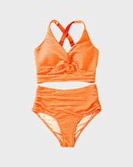 Emo - Textured Knot-Front High-Waisted Bikini Set